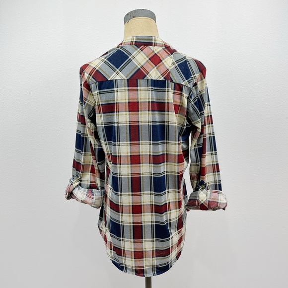 Mel & Mo Plaid Button Down Top Long Sleeve Women’s Size Large - Picture 2 of 4